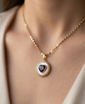 Gold Plated Red Heart Pendant Necklace, Dainty Love Jewelry, Stainless Steel Bonita Jewellery
