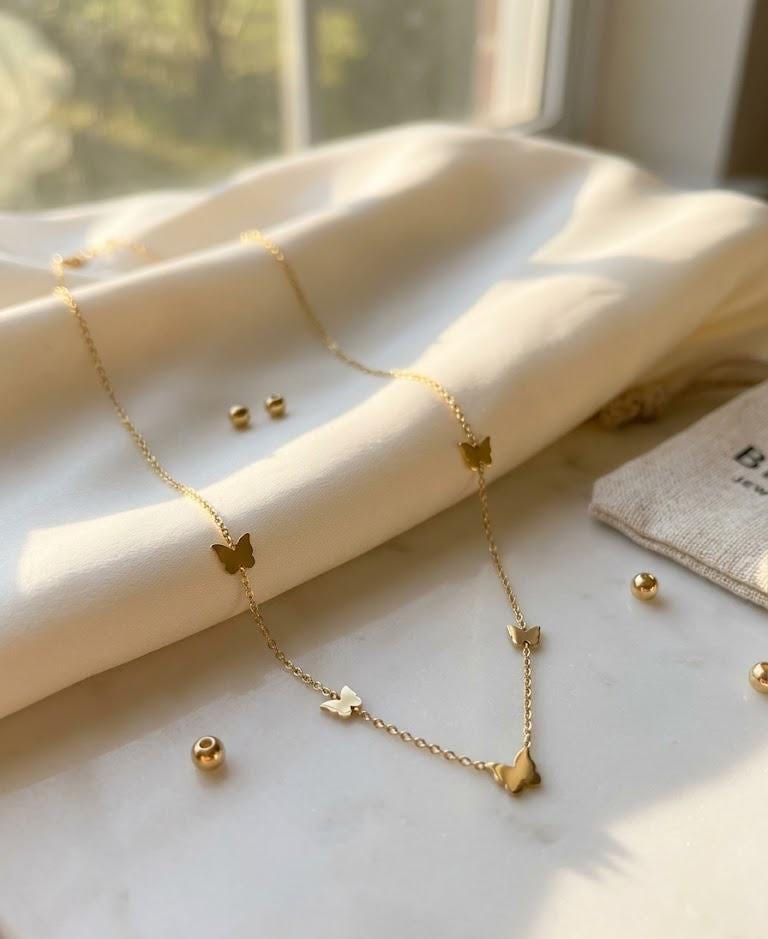 Dainty Gold Butterfly Charm Necklace