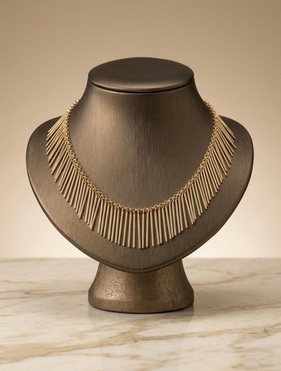 Gold Tassel Fringe Statement Necklace