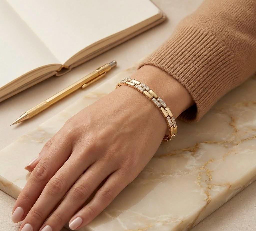 Gold Tennis Bracelet, Cubic Zirconia, 14K Gold Plated, Minimalist Jewelry