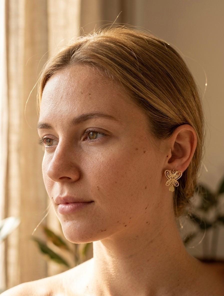 Gold Butterfly Dangle Drop Earrings