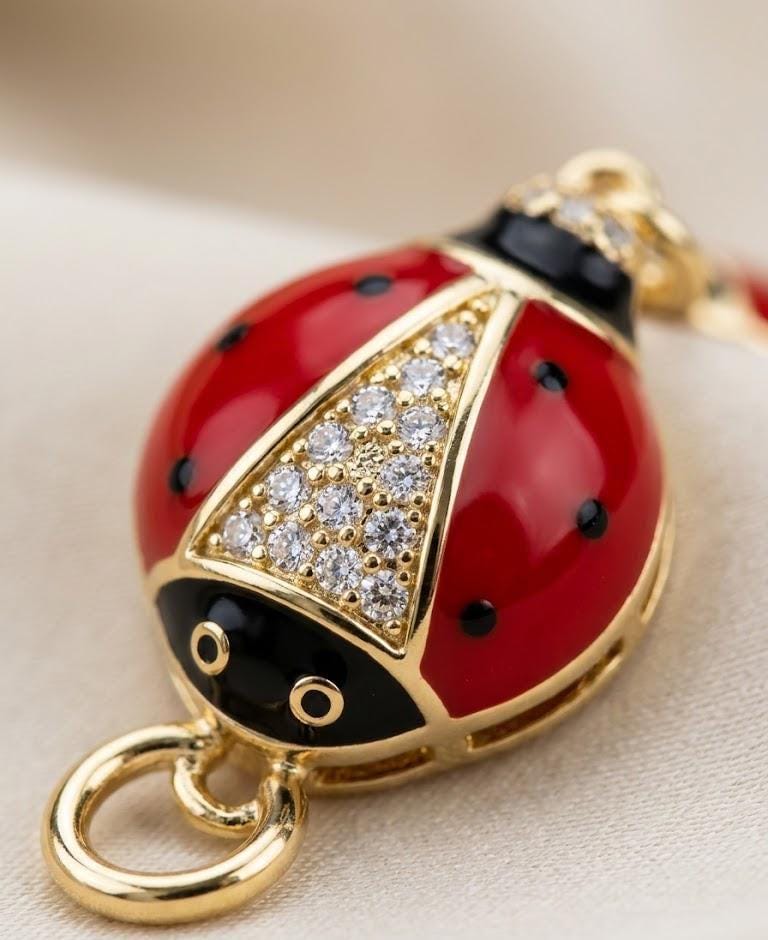Gold Ladybug Lucky Charm Bracelet
