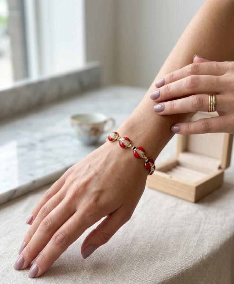 Gold Ladybug Lucky Charm Bracelet