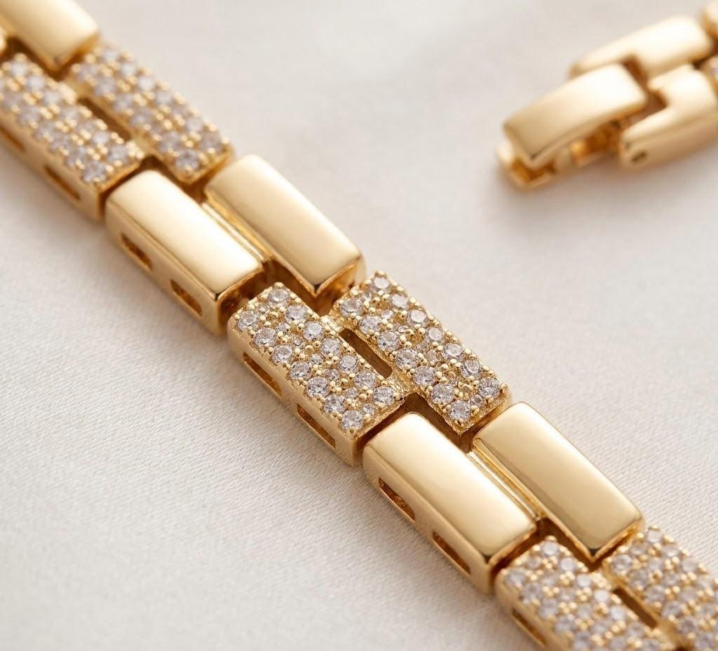 Gold Tennis Bracelet, Cubic Zirconia, 14K Gold Plated, Minimalist Jewelry