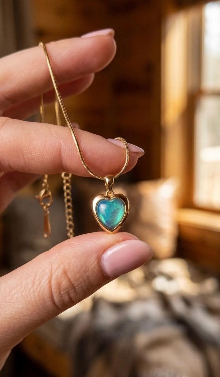 Turquoise Heart Pendant Necklace, 14K Gold Plated Dainty Layering Jewelry