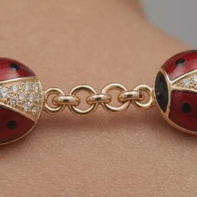 Gold Ladybug Crystal Pendant Necklace