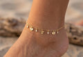14K Gold Heart Charm Anklet, Dainty Sparkling Ankle Bracelet, Minimalist Boho Foot Jewelry