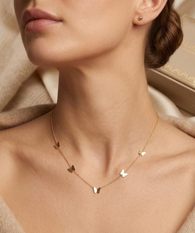 Dainty Gold Butterfly Charm Necklace