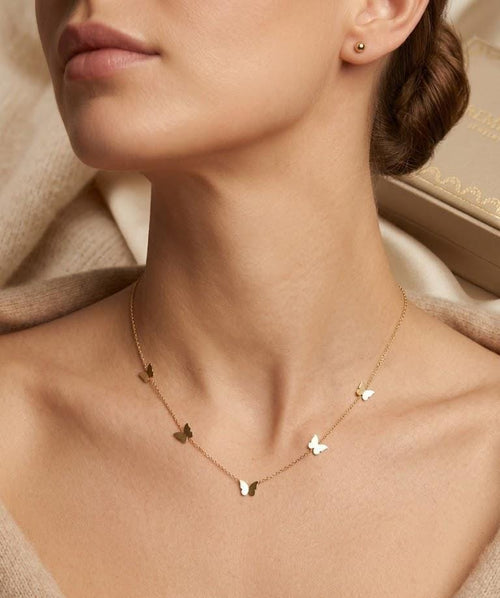 Dainty Gold Butterfly Charm Necklace