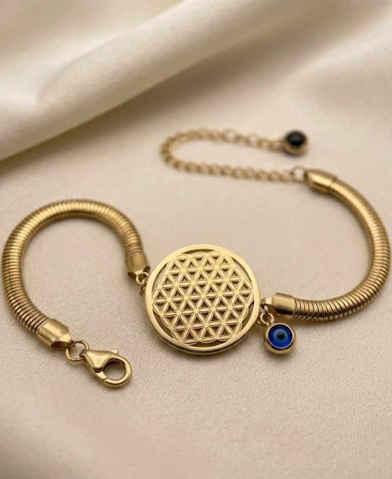 Gold Flower of Life Protection Bracelet