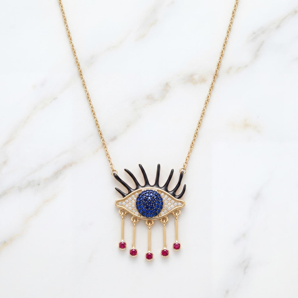Gold Evil Eye Nazar Pendant Necklace