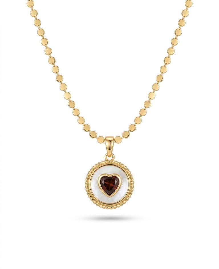 Gold Plated Red Heart Pendant Necklace, Dainty Love Jewelry, Stainless Steel Bonita Jewellery
