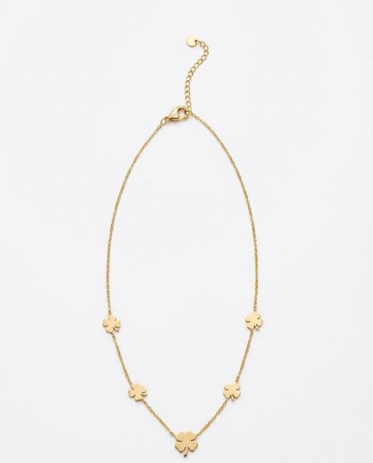 Gold Plated Four Leaf Clover Necklace – Minimalist Lucky Charm Everyday Jewelry
