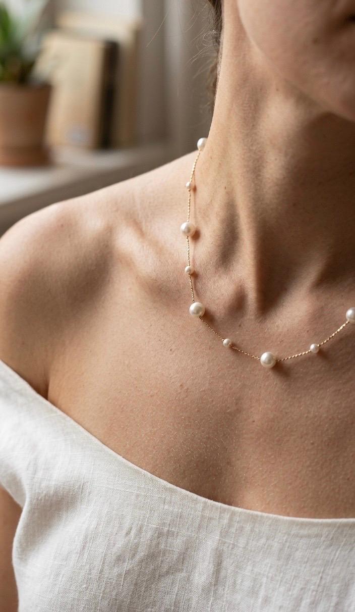 Freshwater Pearl Gold Choker Necklace