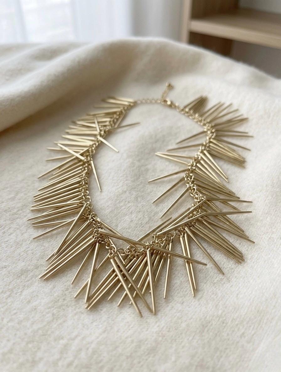 Gold Tassel Fringe Statement Necklace