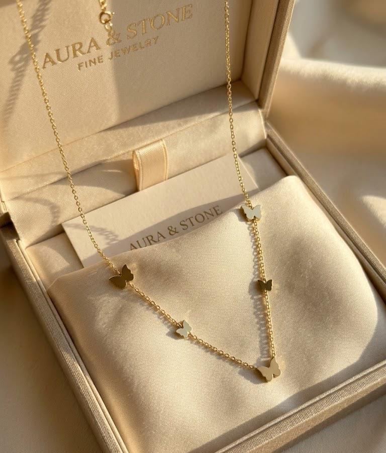 Dainty Gold Butterfly Charm Necklace