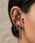 Gothic Amethyst Star Ear Cuff Earrings