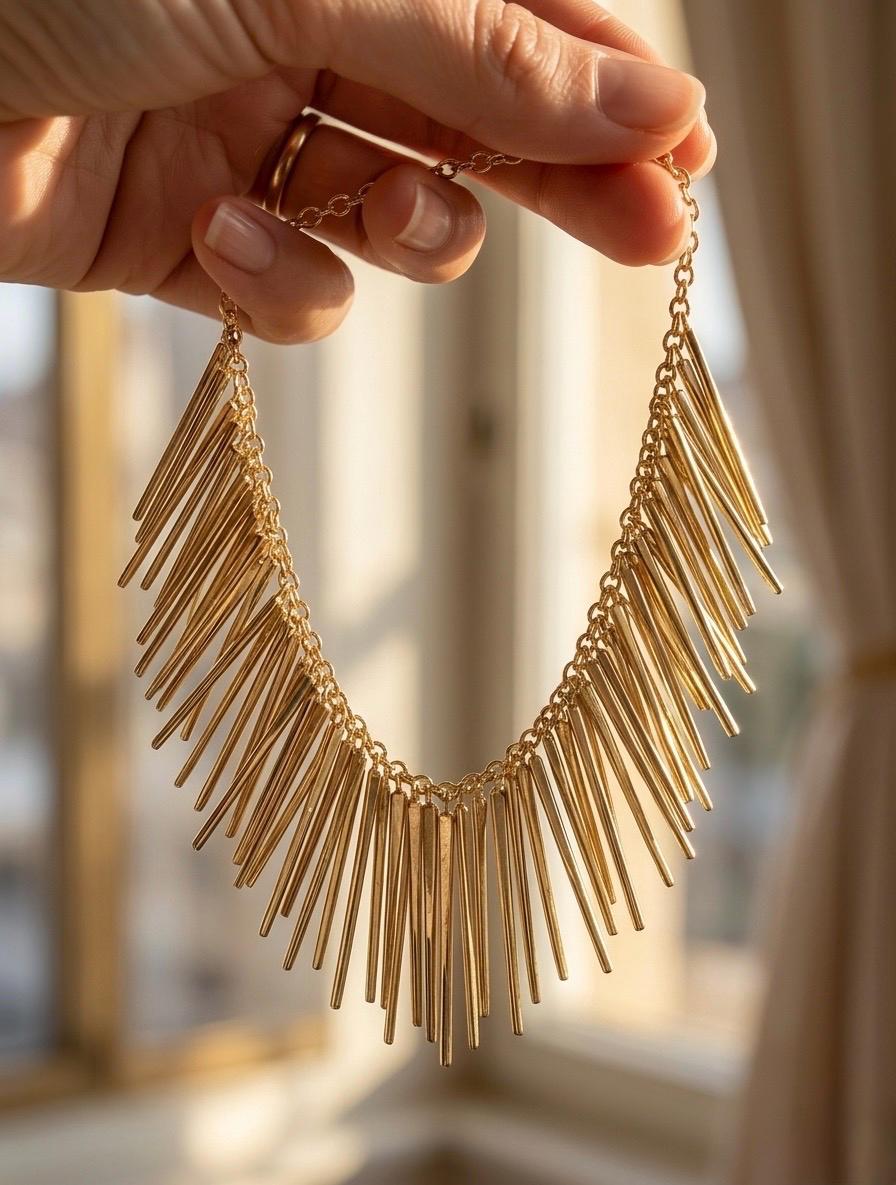 Gold Tassel Fringe Statement Necklace
