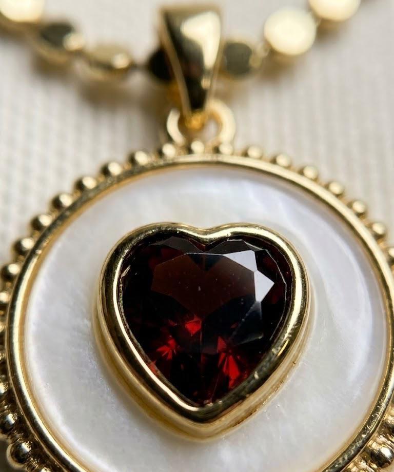 Gold Plated Red Heart Pendant Necklace, Dainty Love Jewelry, Stainless Steel Bonita Jewellery