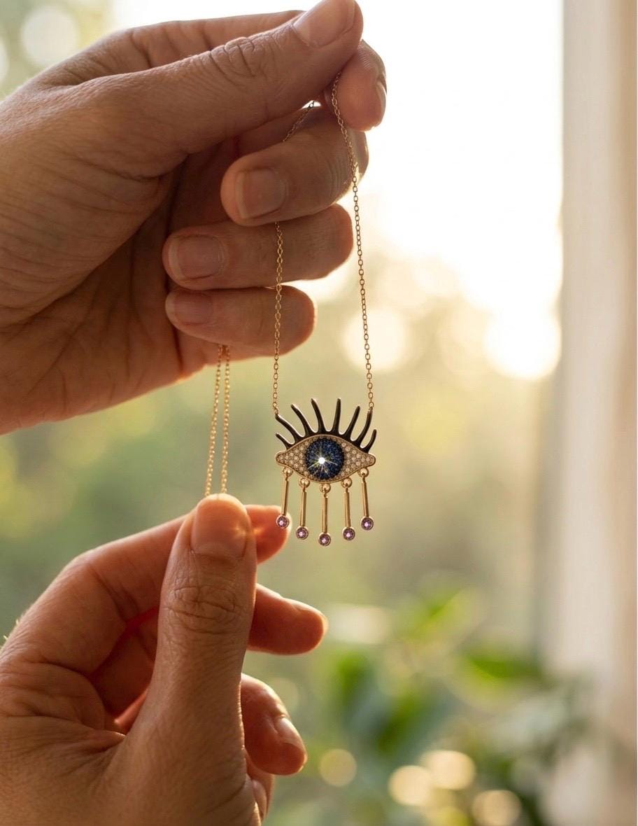 Gold Evil Eye Nazar Pendant Necklace