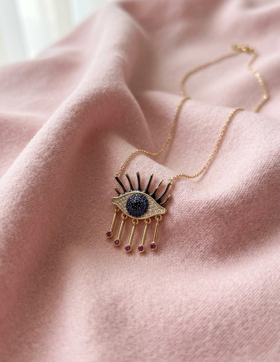 Gold Evil Eye Nazar Pendant Necklace