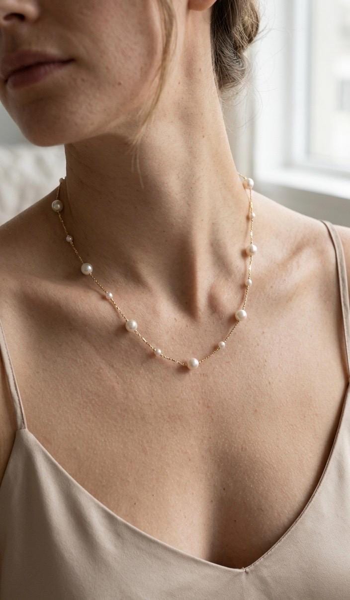 Freshwater Pearl Gold Choker Necklace