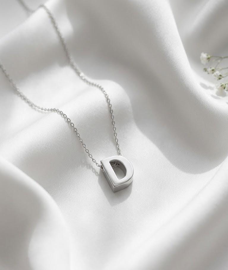Personalized Initial Necklace, Minimalist Silver Letter Pendant, Everyday Jewelry