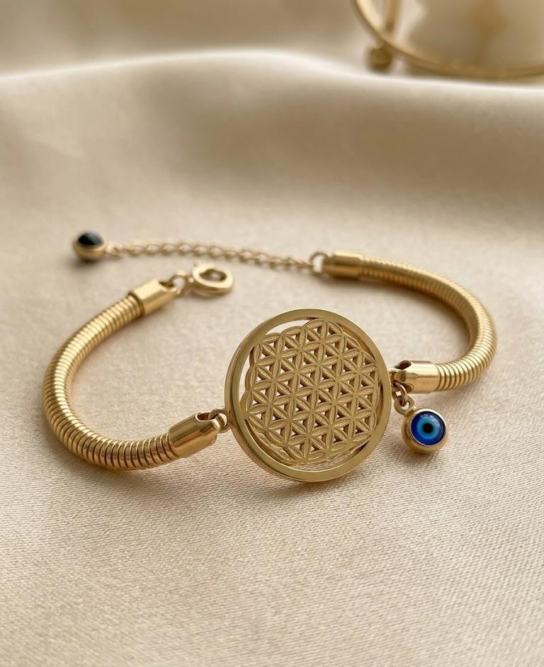 Gold Flower of Life Protection Bracelet