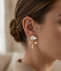 Gold Celestial Moon Star Dangle Earrings