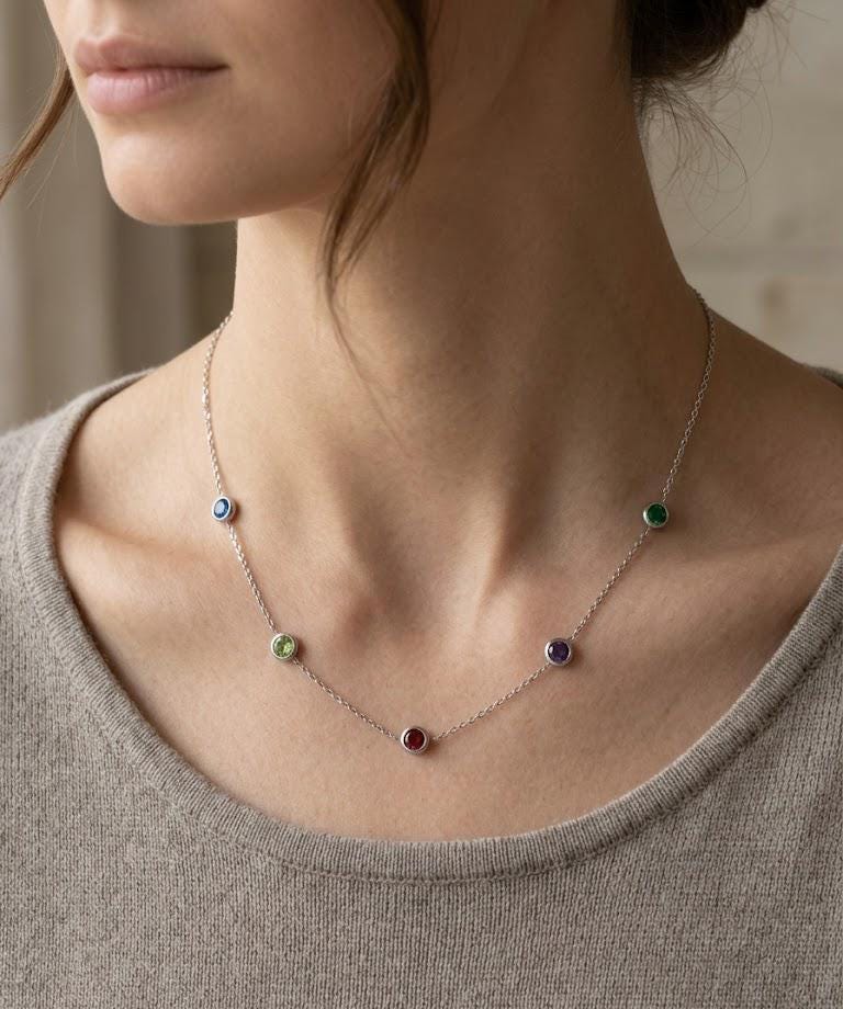 Rainbow Gemstone Station Layering Necklace