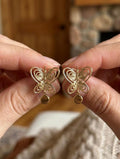 Gold Butterfly Dangle Drop Earrings