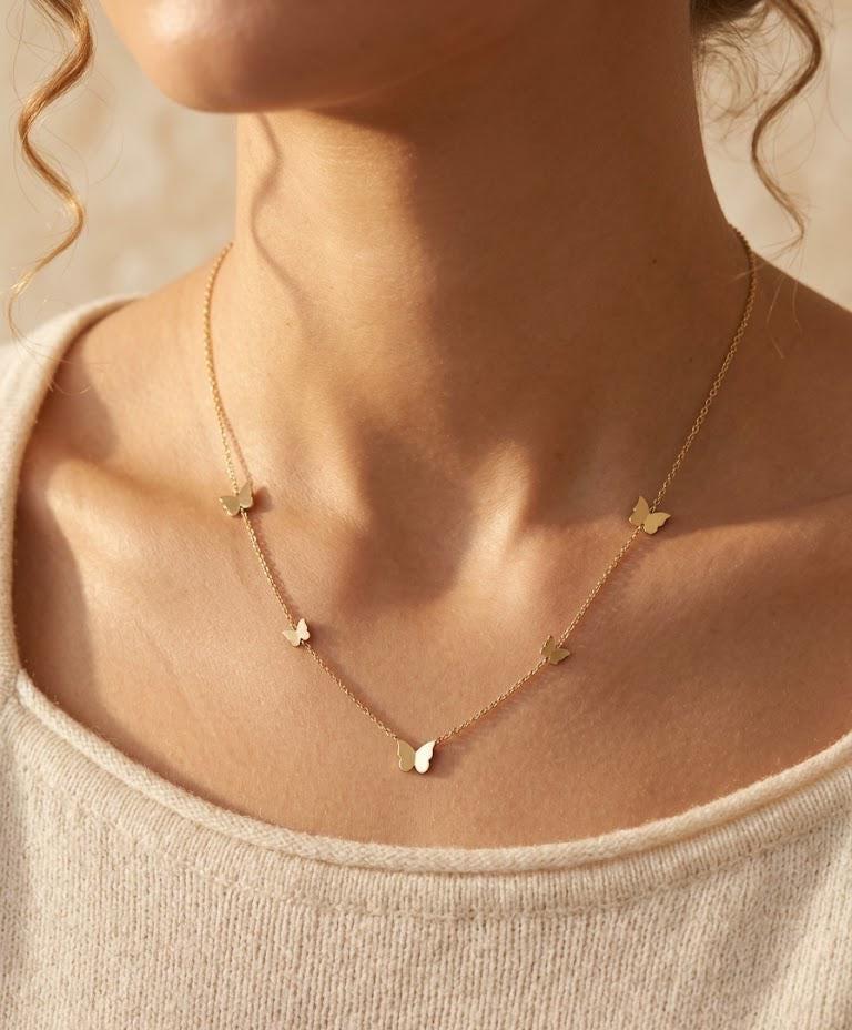 Dainty Gold Butterfly Charm Necklace