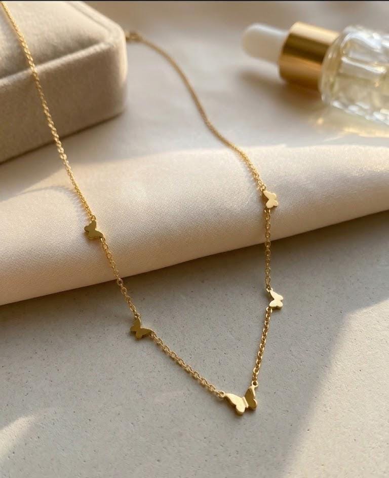 Dainty Gold Butterfly Charm Necklace