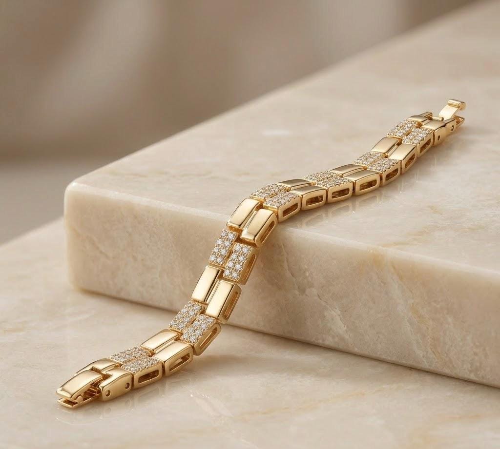Gold Tennis Bracelet, Cubic Zirconia, 14K Gold Plated, Minimalist Jewelry