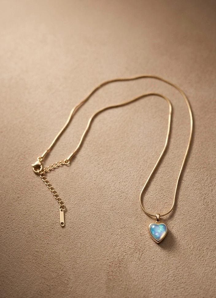 Turquoise Heart Pendant Necklace, 14K Gold Plated Dainty Layering Jewelry