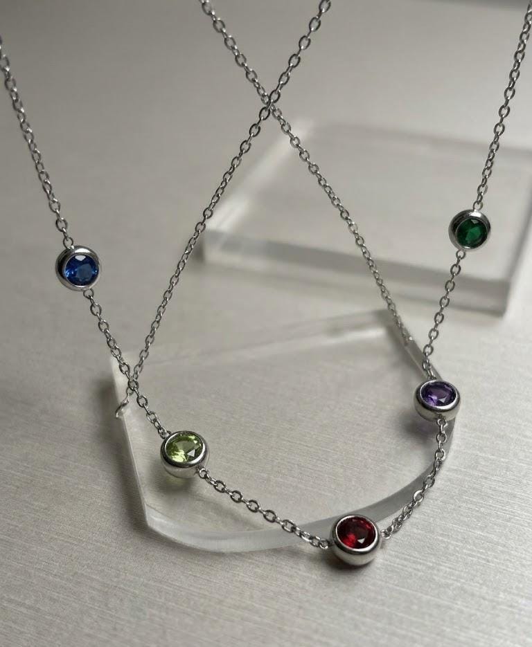Rainbow Gemstone Station Layering Necklace