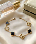Black Clover Gold Bracelet, Luxury Alhambra Style Bracelet, Minimal Elegant Bracelet for Women, Gift for Her Jewelry