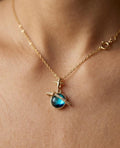 Tiny Blue Saturn Necklace Gold Celestial Planet Pendant Dark Navy Glass Stone Star Charm Gift for Her Bonita Jewelry