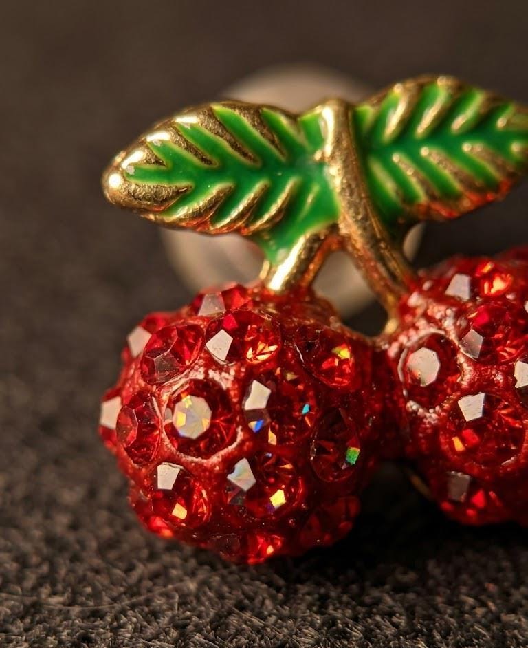 Cherry Stud Earrings Red Crystal Cute Fruit Earrings Gold Tiny Cherry Earrings Gift for Her Bonita Jewelry Aesthetic Jewelry