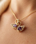 Gold Swan Necklace Purple Crystal Swan Pendant Dainty Bird Charm Necklace Elegant Gift for Women Bonita Jewelry